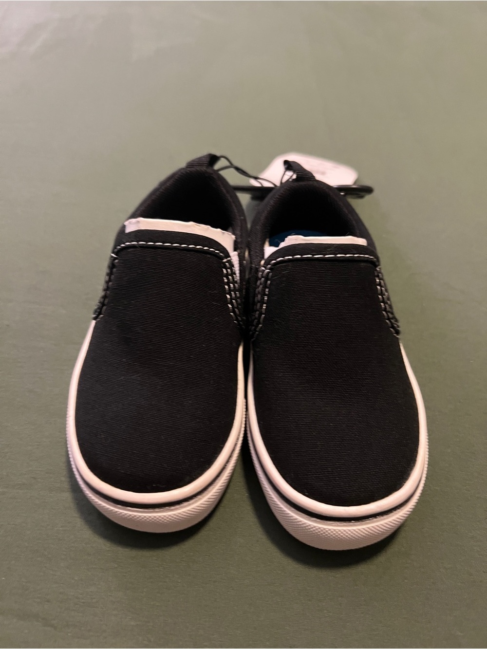 Black Slip-On Canvas Sneakers with White Trim Baby Size 6